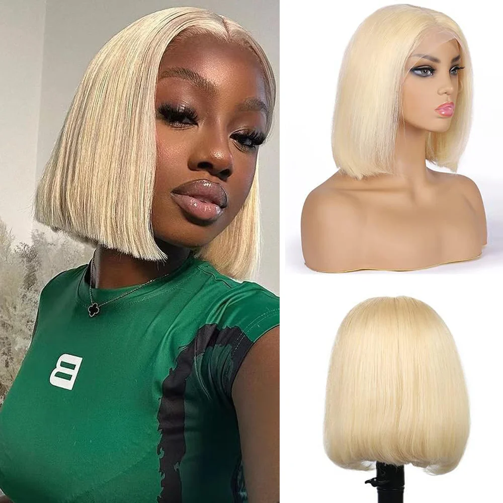 

613 Blonde Bob Wig Human Hair 12 inch Short Straight Bob Human Hair Wigs 13x4 HD Lace Front Hair Wigs for Black Women