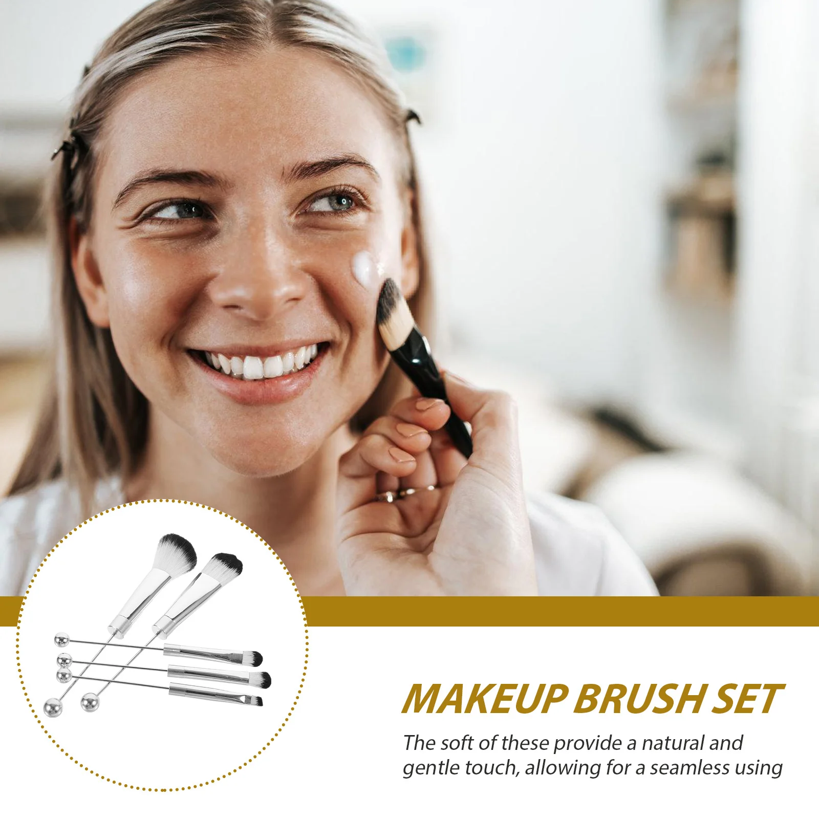 

1 Set Makeup Brush Kit Soft Bristles Portable For Women Face Eye Blending Powder Application Easy Clean Long Handle Cosmetics