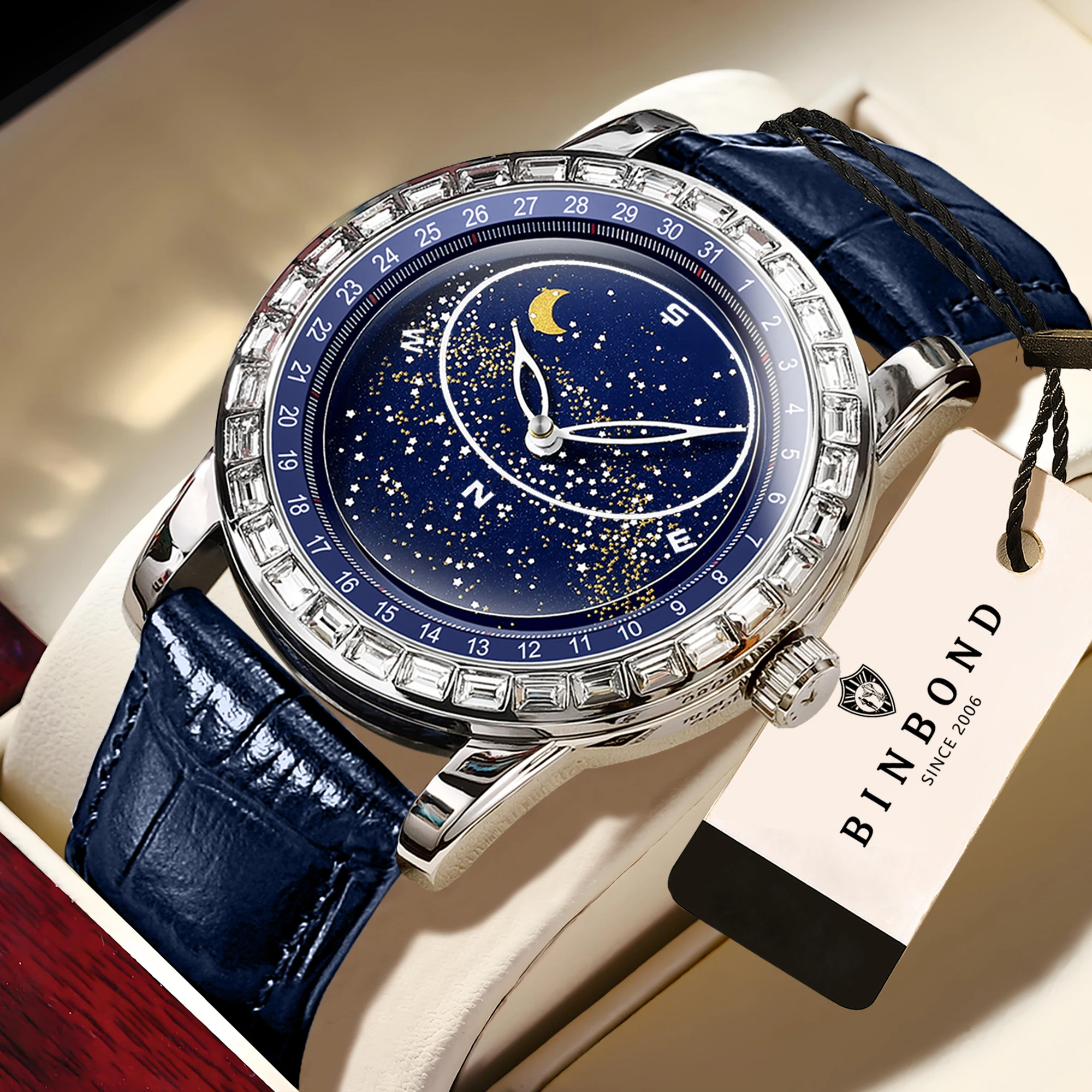 BINBOND Lstarry Sky Quartz Wristwatches For Men Luxury Authentic Sturdy Luminous Waterproof Accurate Men's Watch Casual Reloj