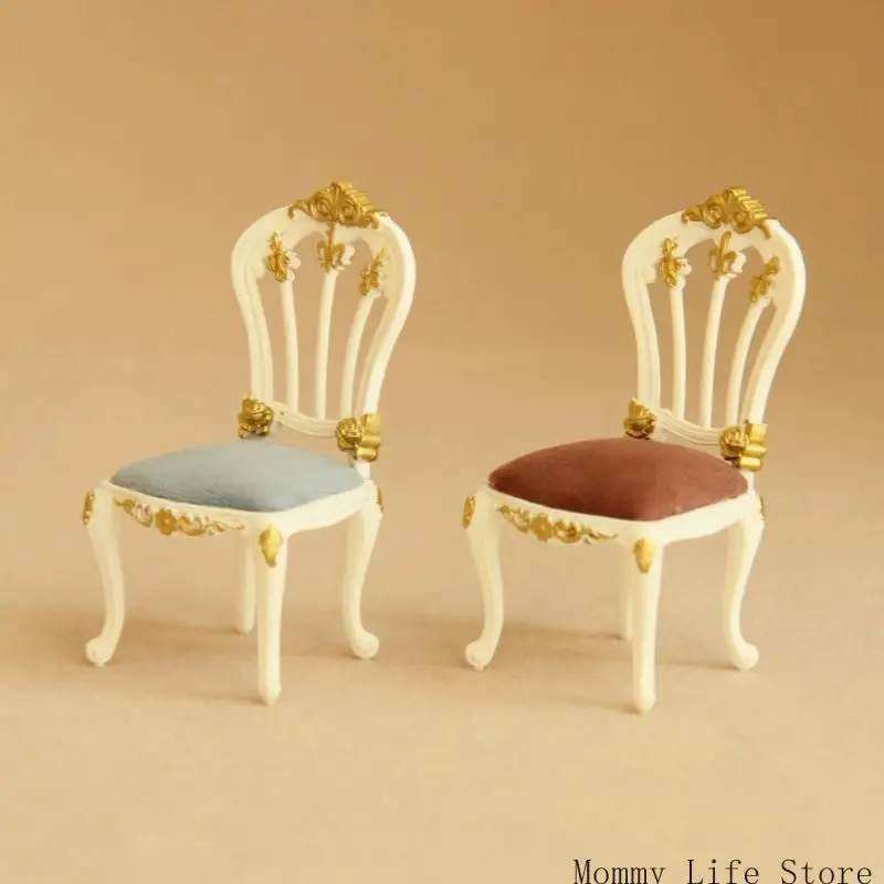 

Realistic Dollhouse Furniture Chair For 1/12 Scale Alloy Construction Baroque Inspired OB11 Accessory