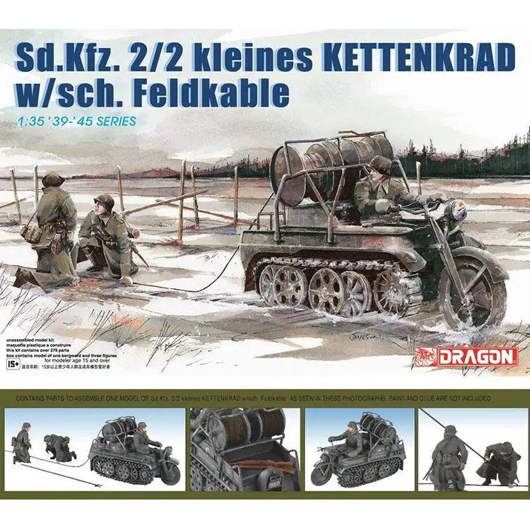 DRAGON 6128 1/35 Scale Sd.Kfz.2/2 kleineS KETTENKRADw/sch. Feldkabie Model Kit