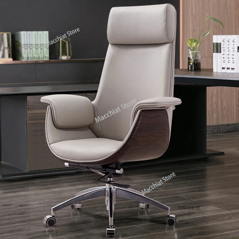 Light Luxury PU Leather Boss Chair Office Furniture Home Comfortable Computer  Lift Swivel Armchairs Ergonomic