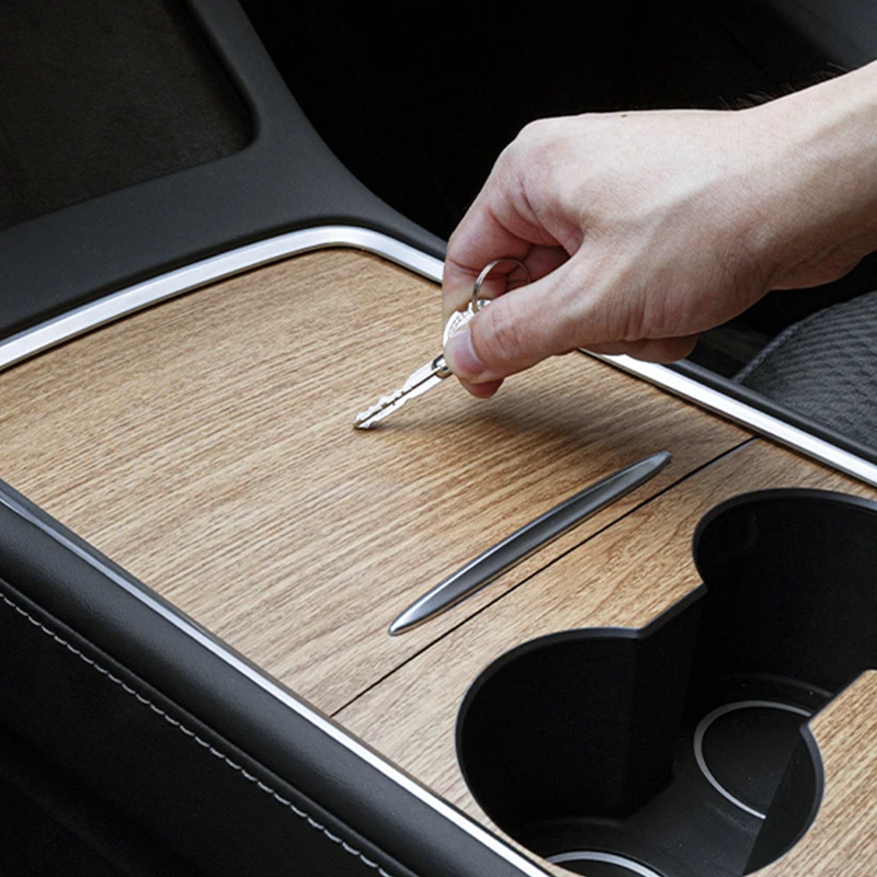 for Tesla 2017-2020 Model 3 y center console sticker protective film wood grain center matte white view 6