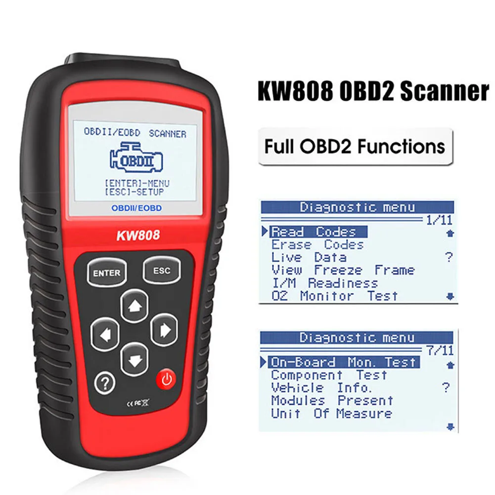 

Диагностический сканер KW808 MS509 OBD2 для автомобилей: считывание кодов неисправностей, VIN, CIN, CVN, запись данных в реальном времени