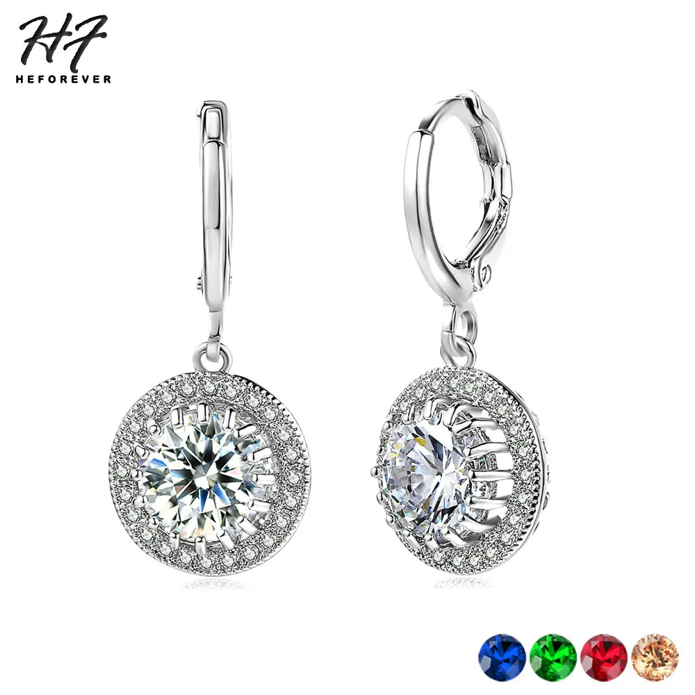 Classic Design Sliver Color Cushion Cut Big 5 Carat CZ Crystal Wedding Drop Earrings for Women E825 Christmas Day gift