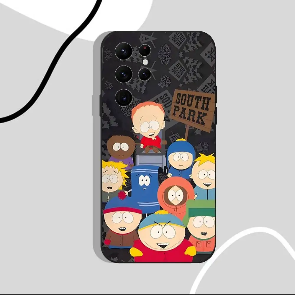 Чехол для телефона S-South Funny P-Park для Samsung S25, S24 Ultra, S20, S30 plus, S22 Plus, S23, Ultra 5G, силиконовый черный корпус