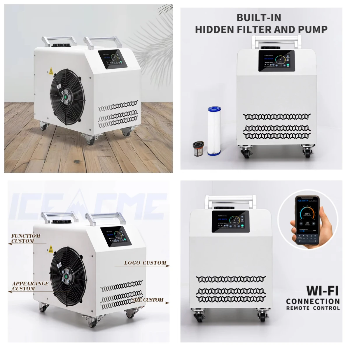 

Factory 1HP Ice Bath Water Chiller – Cold Unit with Pump, Filter, R410A & WiFi Control