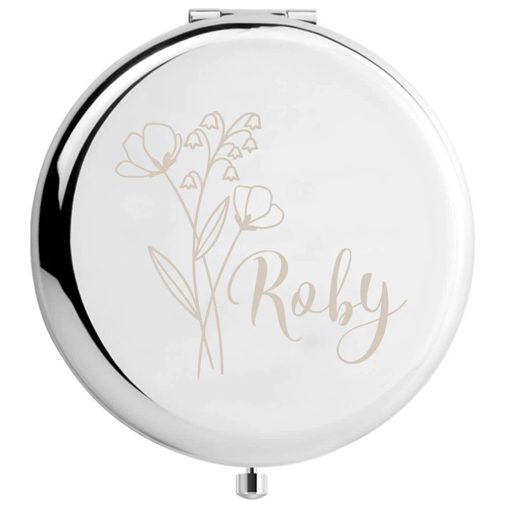 1pc Creative pretty flower Customized Name Laser engraving Mirror With Name Wedding Guest Gifts