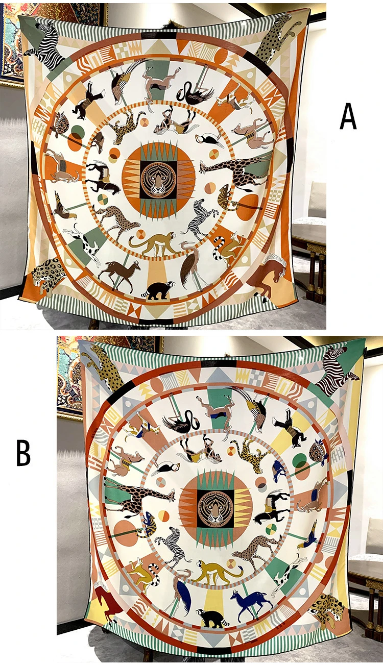 

Winter Wool Silk Scarf 135CM Double Sided Square Wool Scarves Wraps Large Bandanas Stole 135CM Mother Christmas Gift