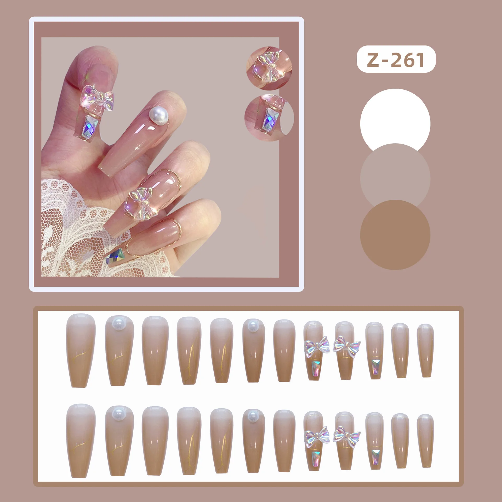 24pcs Long T-Shape False Nails Colorful Butterfly Decoration Fake Nails Art Full Coverage Detachable Artificial Press on Nail