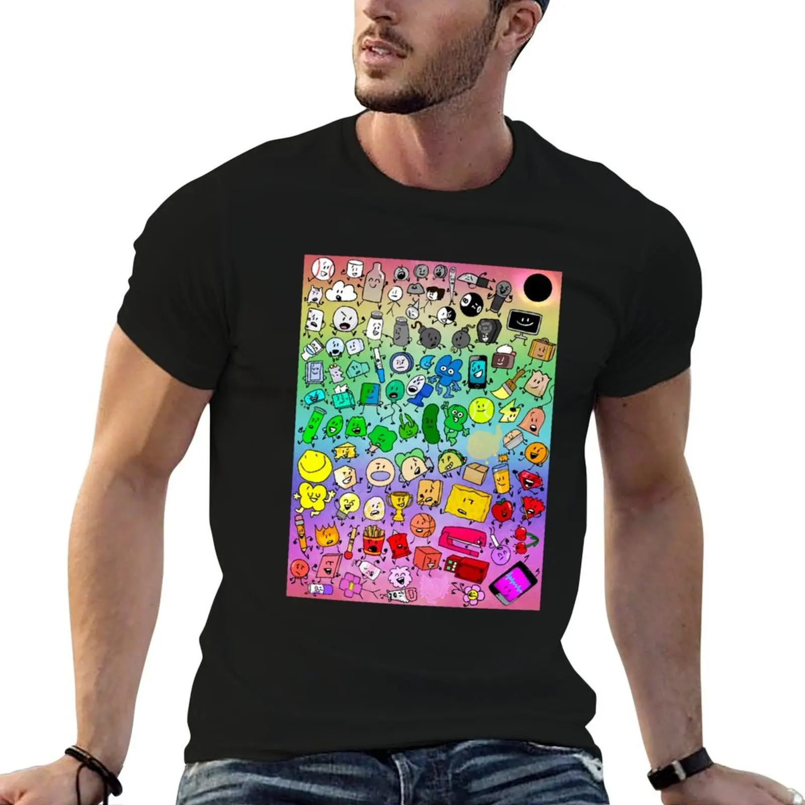 

All 100% dark t t man shirts cotton Bfdi Characters (Rainbow) Inanimate funny shirts Insanity T-Shirt humor