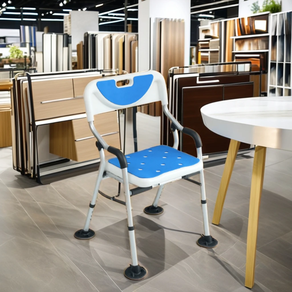 Modern Design Adjustable Aluminum Chrome Finish Freestanding Shower Chair Seat Easy Installation 1 Year Warranty for Bathroom