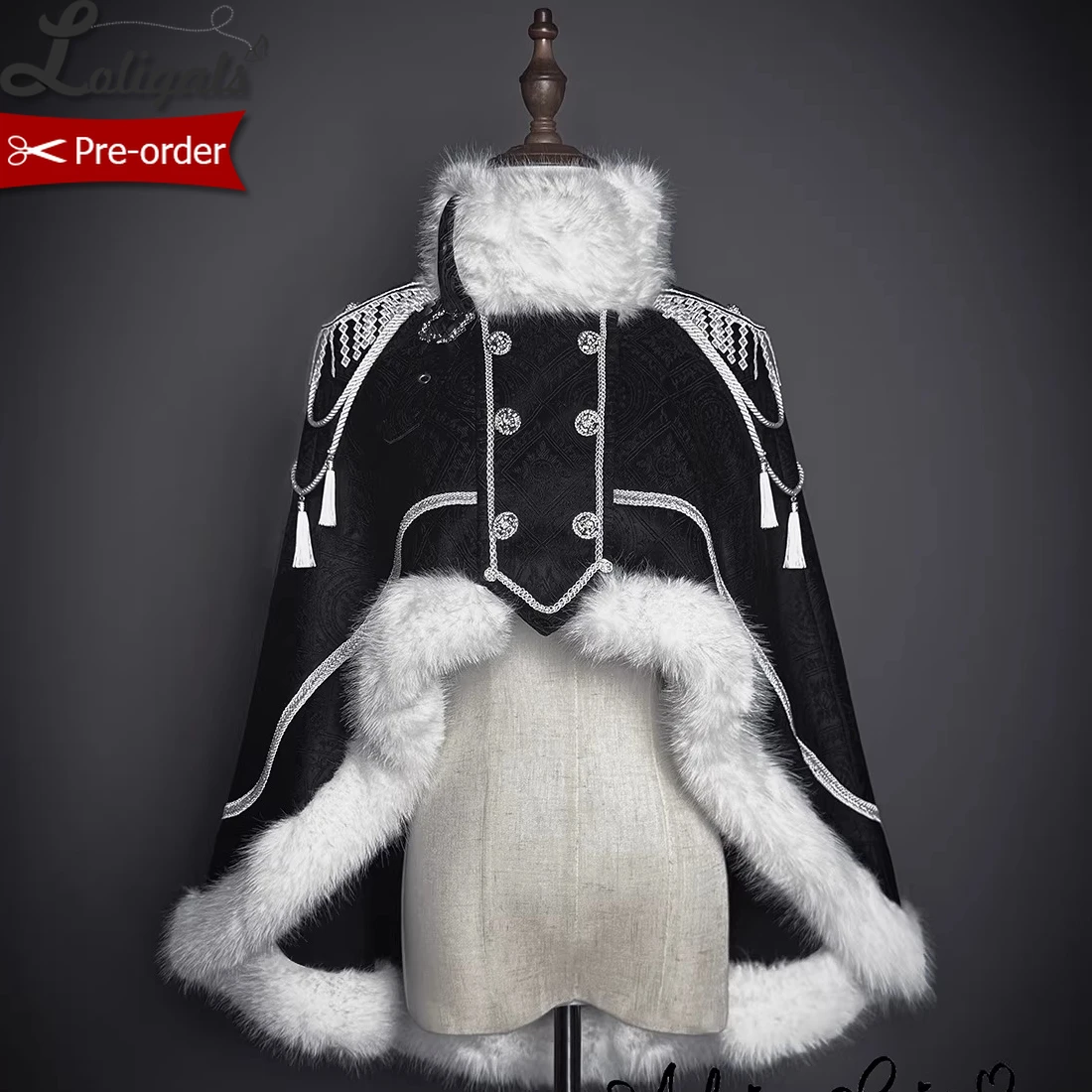 

Pre-order Gothic Lolita Cape Military Style Winter Poncho Jacket ~ Dawn Breaker by Alice Girl