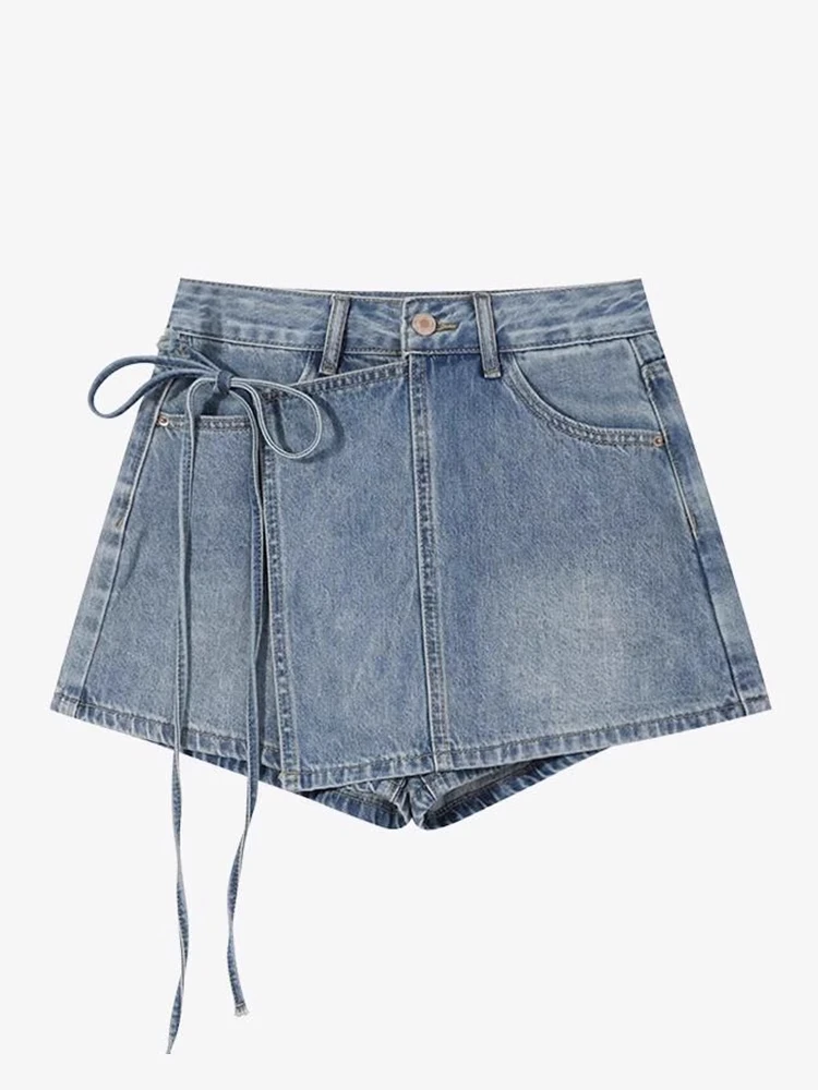 

Fashionable High Waist A-Line Denim Shorts Women's Spring Summer New Style Half Skirt Pants Sexy Girls Casual Zipper Wide Leg...