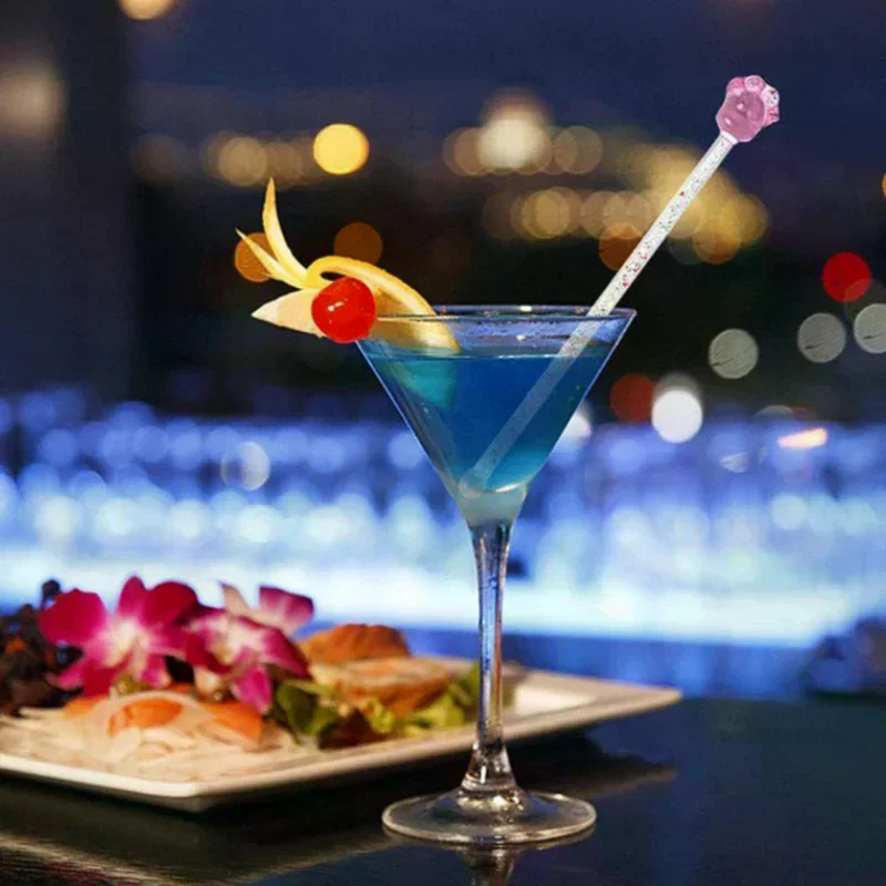 Flower Cat's Claw Star Diamond Stirring Rod Shiny Glass Stick Heart-shaped Cherry-shaped Design Stirrer Drinkware Tools Cherry