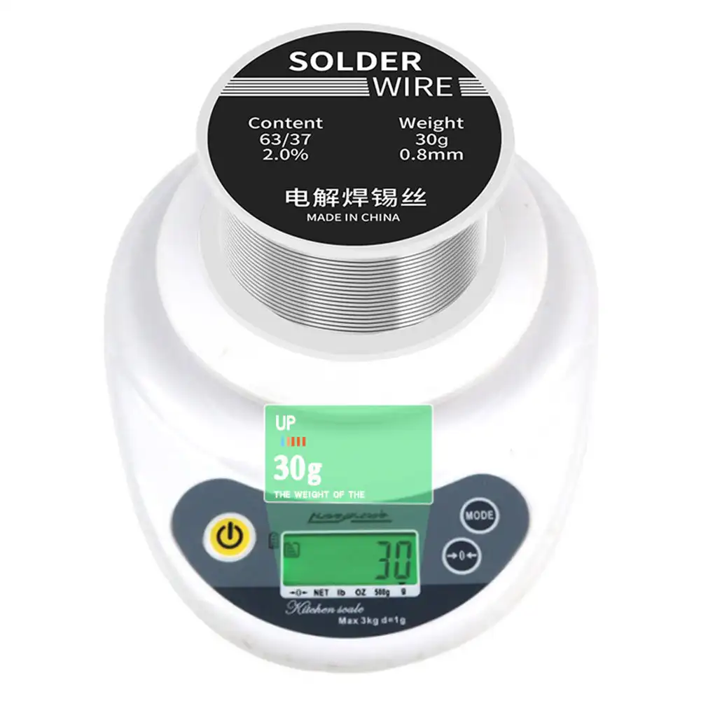 Carrete de alambre de hierro, herramienta de soldadura con núcleo de colofonia, bajo punto de fusión, flujo No limpio, 2.0% Estaño, 0,8mm/30g