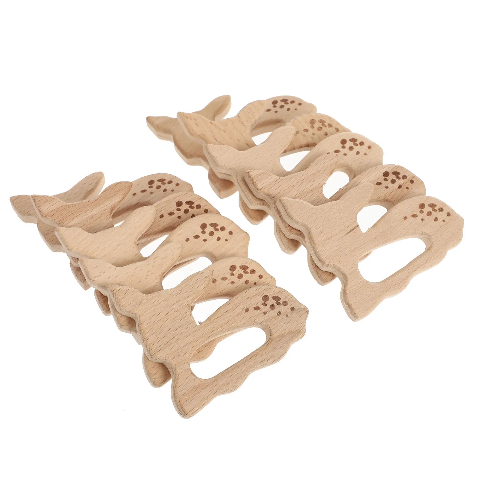 10 pezzi in legno per la dentizione del bambino, ciondolo molare, modello cartone animato, accessori fai da te in faggio, sicuro, liscio, durevole, sviluppo visivo