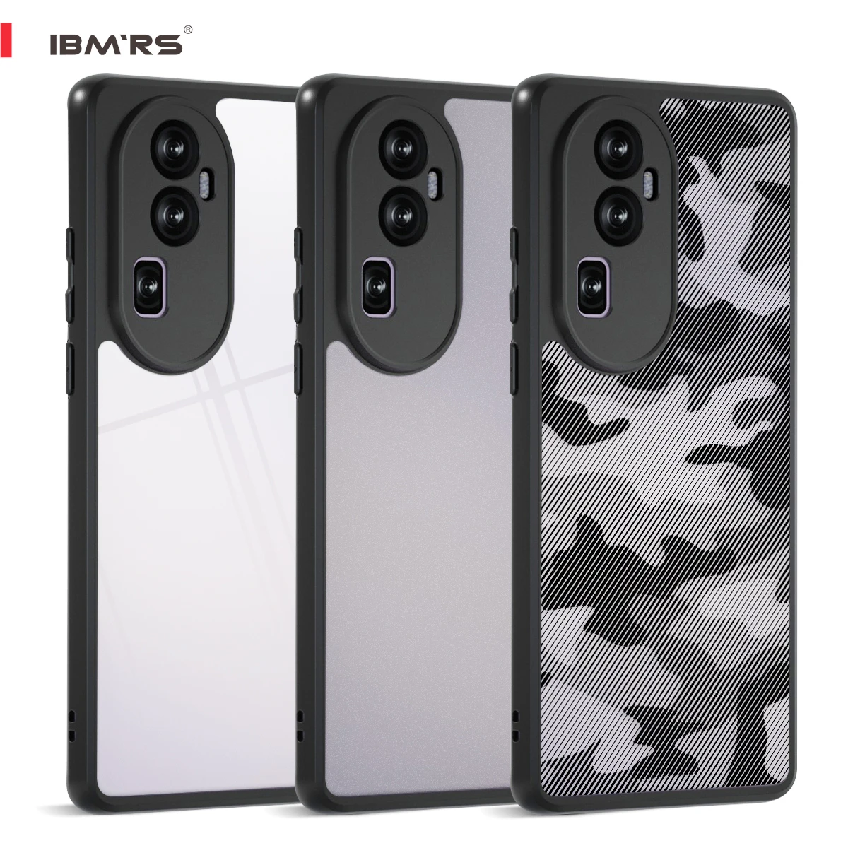 

IBMRS for Oppo Reno10 Pro+/10 Pro Plus Case PC+TPU Hybrid Camouflage Camo Pattern Fashion Camera Protection Shockproof Cover