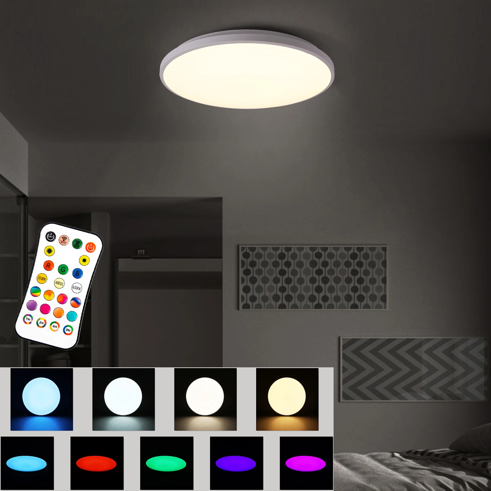 Modern Round LED Ceiling Light Fixtures, Acrylic Flush Mount Round Ceiling Light Fixture Temperature & Brightness Dimmable