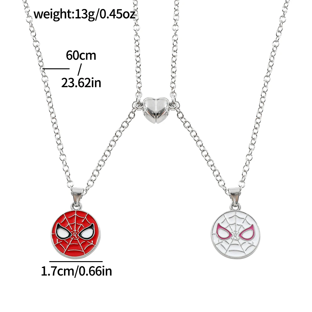 2pcs Superhero Spiderman Necklace Fashion Charm Avengers Pendant Gift for Couple Valentine's Day Jewelry view 6