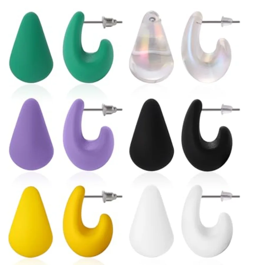 

LETFLY 6 Pairs Teardrop Earrings for Women, olorful Hypollergeni hunky Open Drop Hoop Errings, Fashion Anniversary Birthday Jew