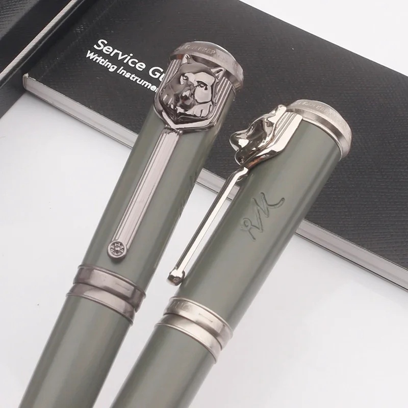 MB القلم الكاتب التوقيع الطبعة روديارد كيبلينغ قلم حبر جاف فاخر القرطاسية مع تصميم الحبر الذئب رئيس الحبر المنقوش