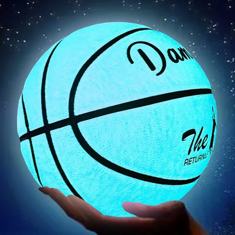 Glow-in-the-dark basketballs size 5, 6, and 7 for children, adults, and students with PU soft leather, suitable for outdoor use,