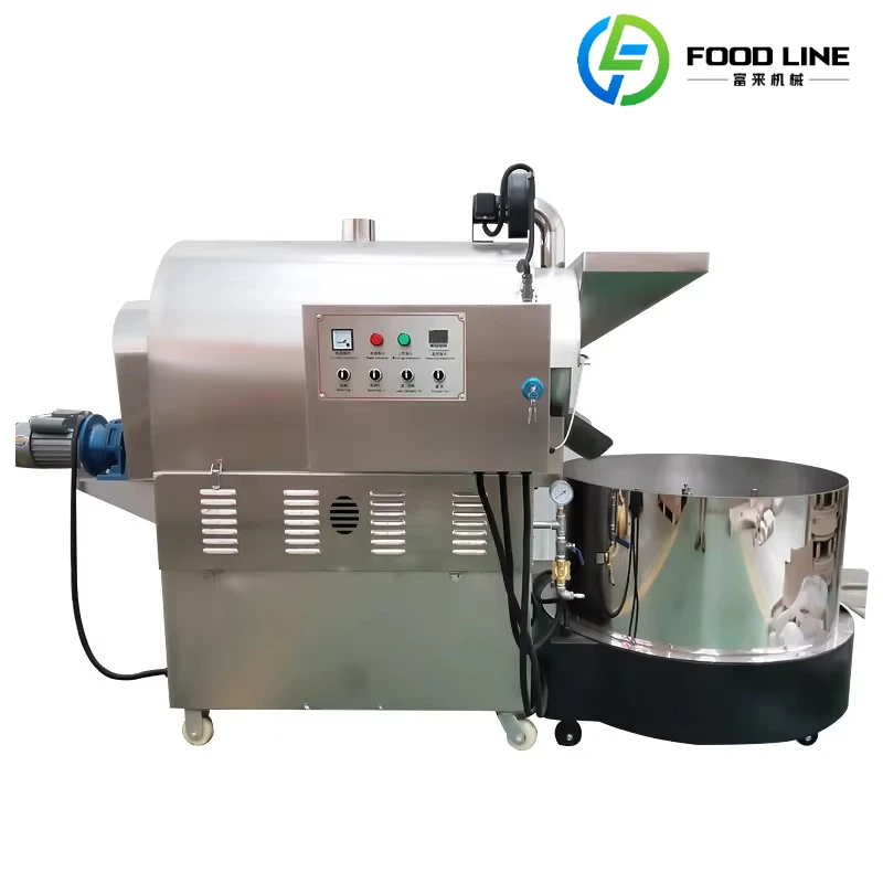 Customized Automatic Drum Roasting Machine Stainless Steel Continuous Nut Roaster For Peanut Sunflower Seed Cashew Processing