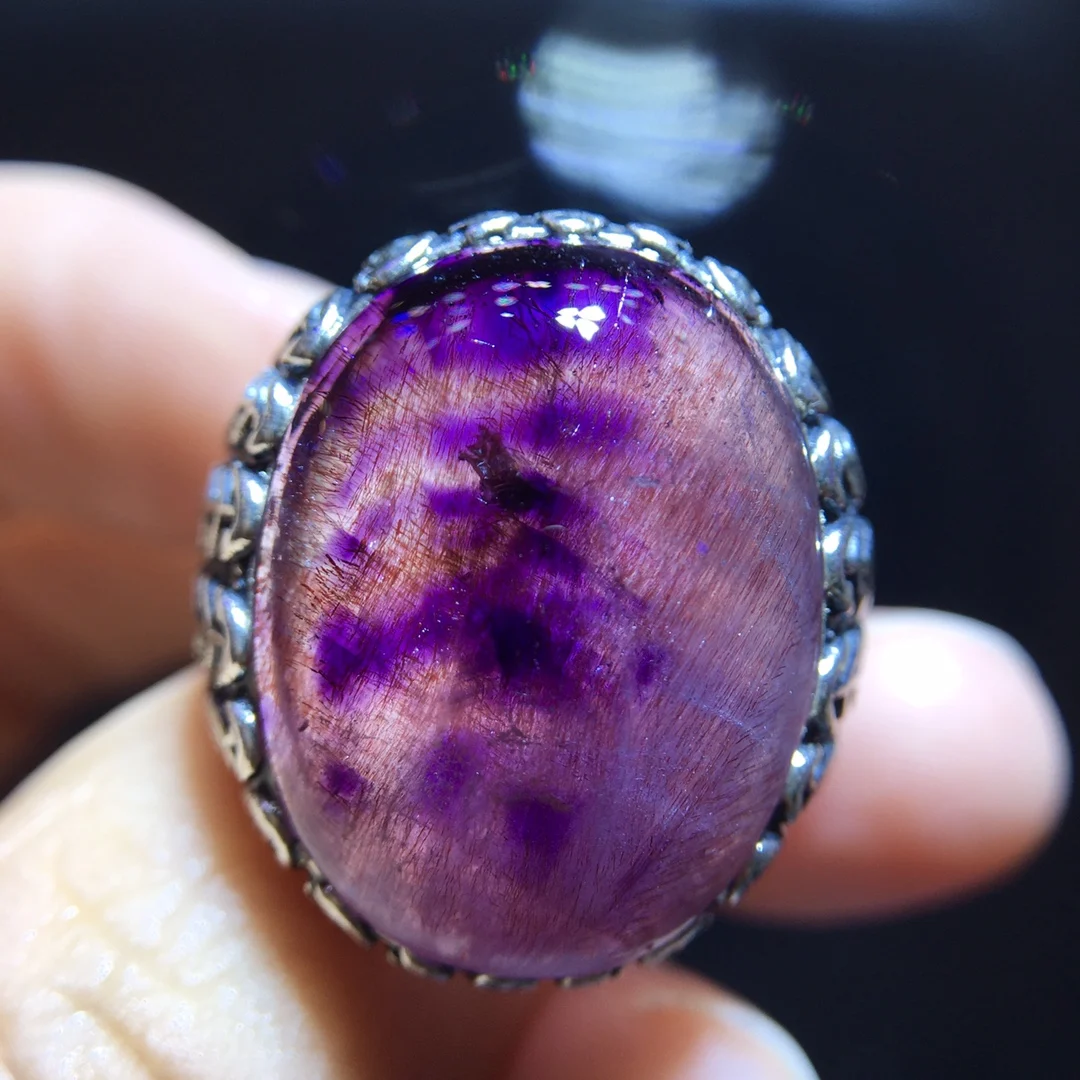 

Натуральное красное кольцо Super Seven 7, лепидокроцитовый кварц, регулируемое 21,5/16,7 мм, красное рутиловое кольцо для женщин и мужчин, ювелирные изделия AAAAAA