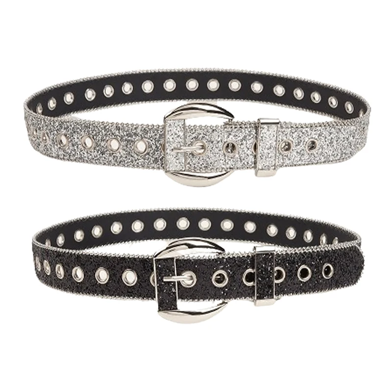 Mode Gothic Strass Y 2K Riem Voor Dames Meisjes Sprankelende Leren Taille Riem Cowgirl Jeans Broek Riem Kleding Accessoires