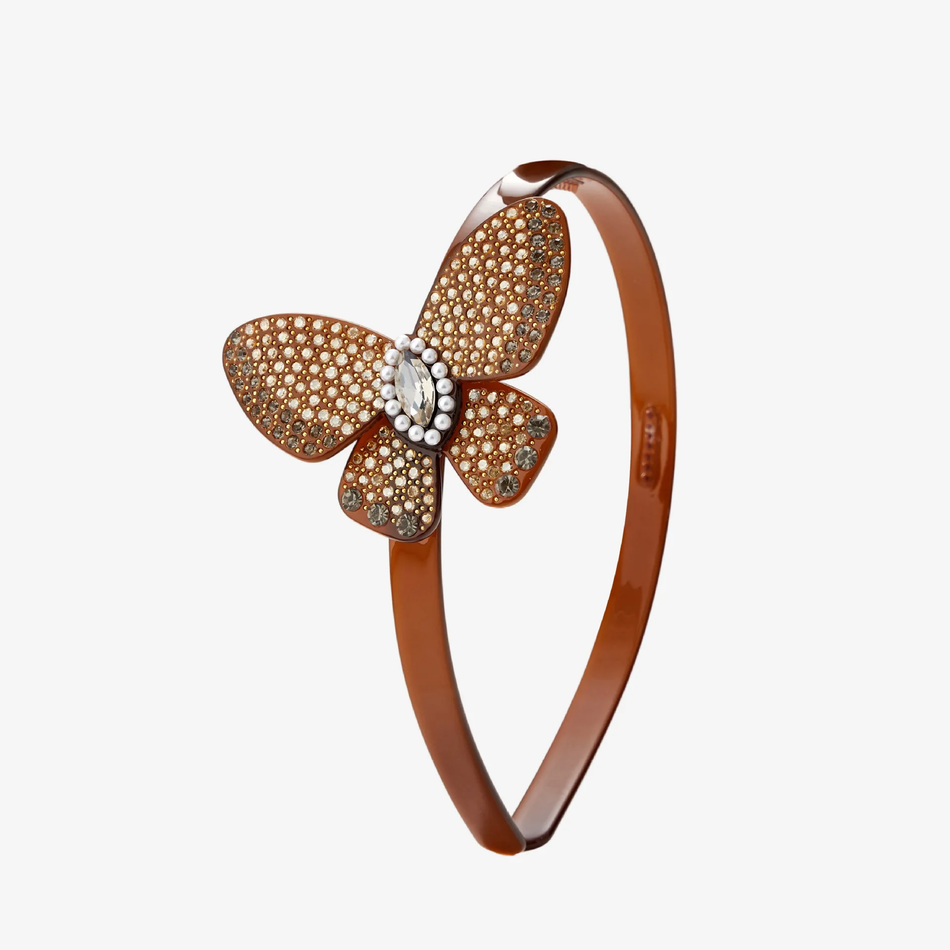 

Elegant Acetate Butterfly Rhinestone Headband Brown Hair Accessory for Women Fashion Versatile Stylish Hairband