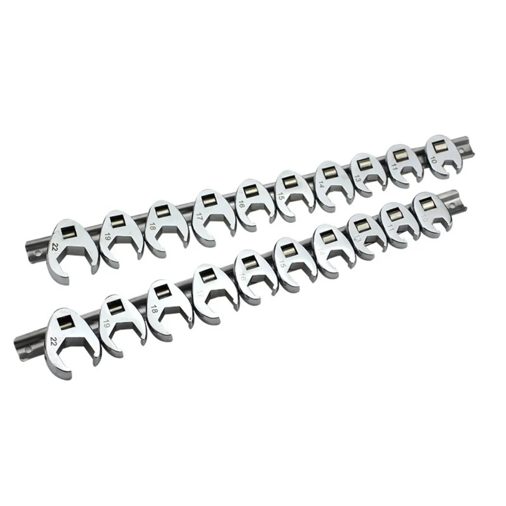 10Pcs 10-22mm Metric Crow Foot Open End Wrench Keys Set 3/8 Inch Drive Wrench Set Open End Wrench Flare Nut Driver Spanner Tools