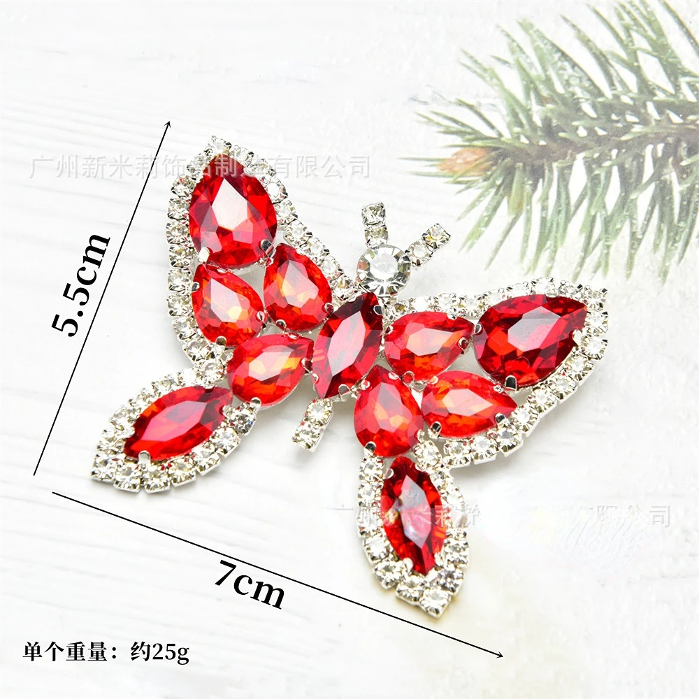 Luxury Colorful Glass Rhinestone Butterfly Buttons DIY Apparel Accessories Jewelry Wholesale DIY Shoes Shirt Belts Decoration