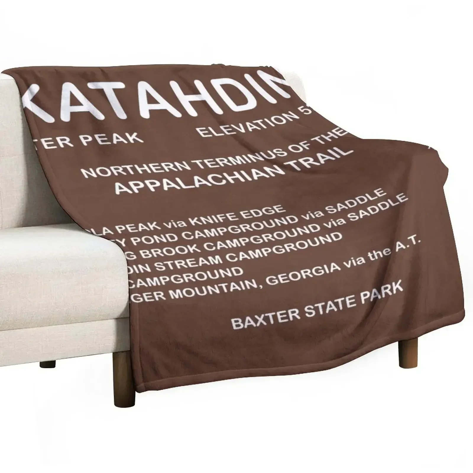 

Katahdin Summit Sign - Appalachian Trail Throw Blanket Cute Heavy Flannels Blankets