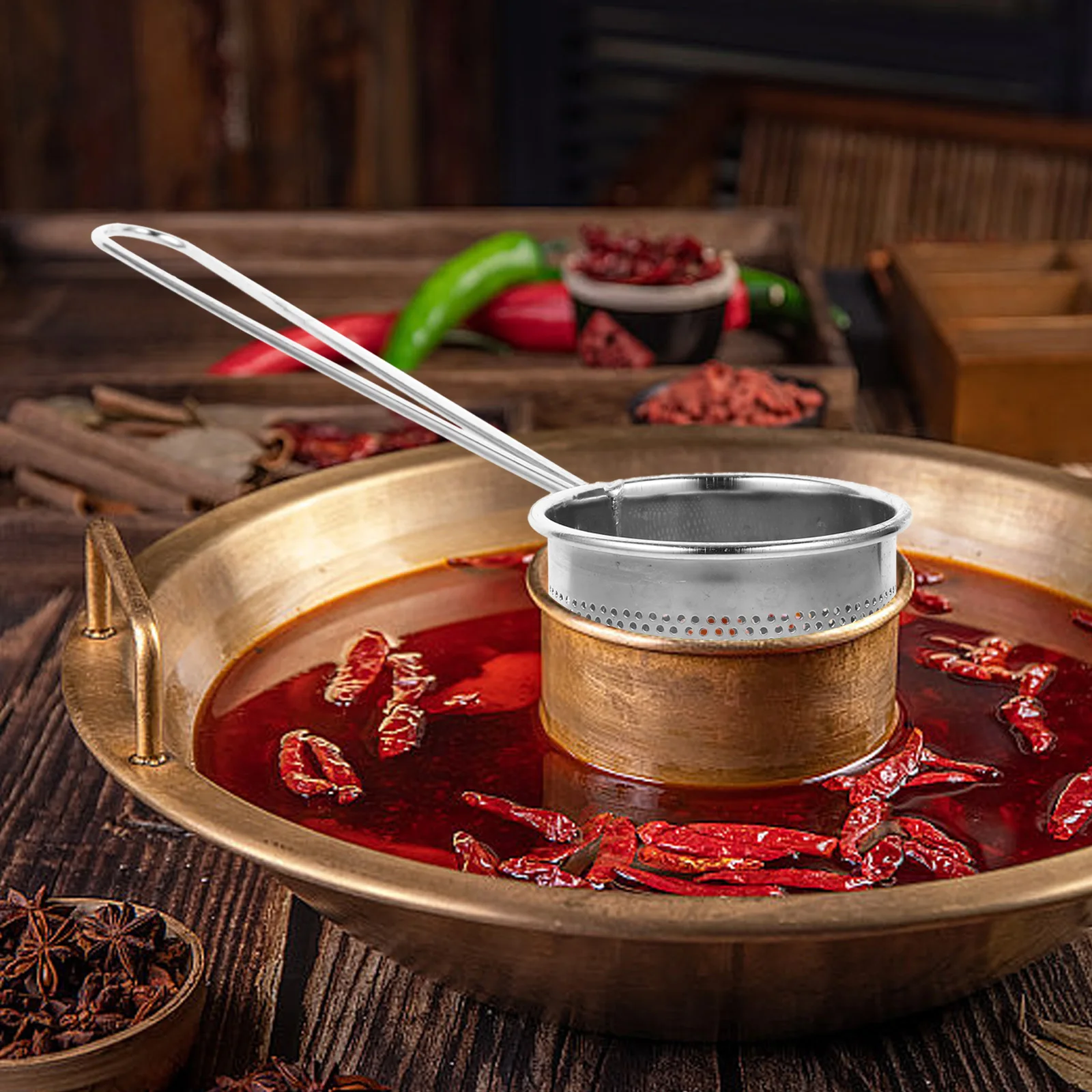 

1pc Stainless Steel Pot Extended 7cm Height Kitchen Strainer Mesh Kitchen Hot Pot Strainer Pasta Basket Reusable Large