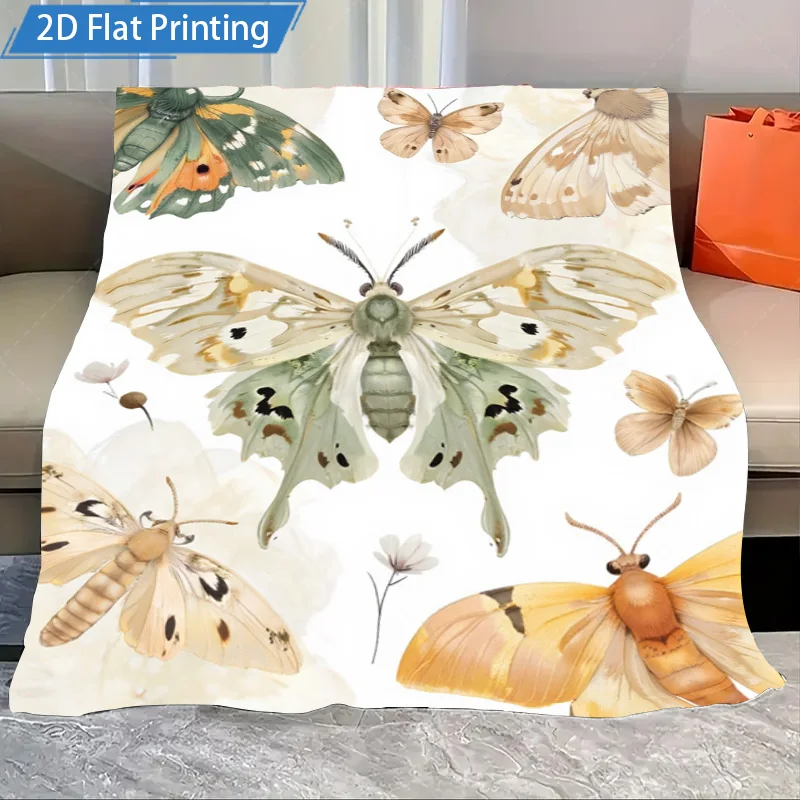 1 قطعة بطانية الفانيلا فراشة حديقة طباعة بطانية الصوف الناعمة لديكور المنزل المريح #1