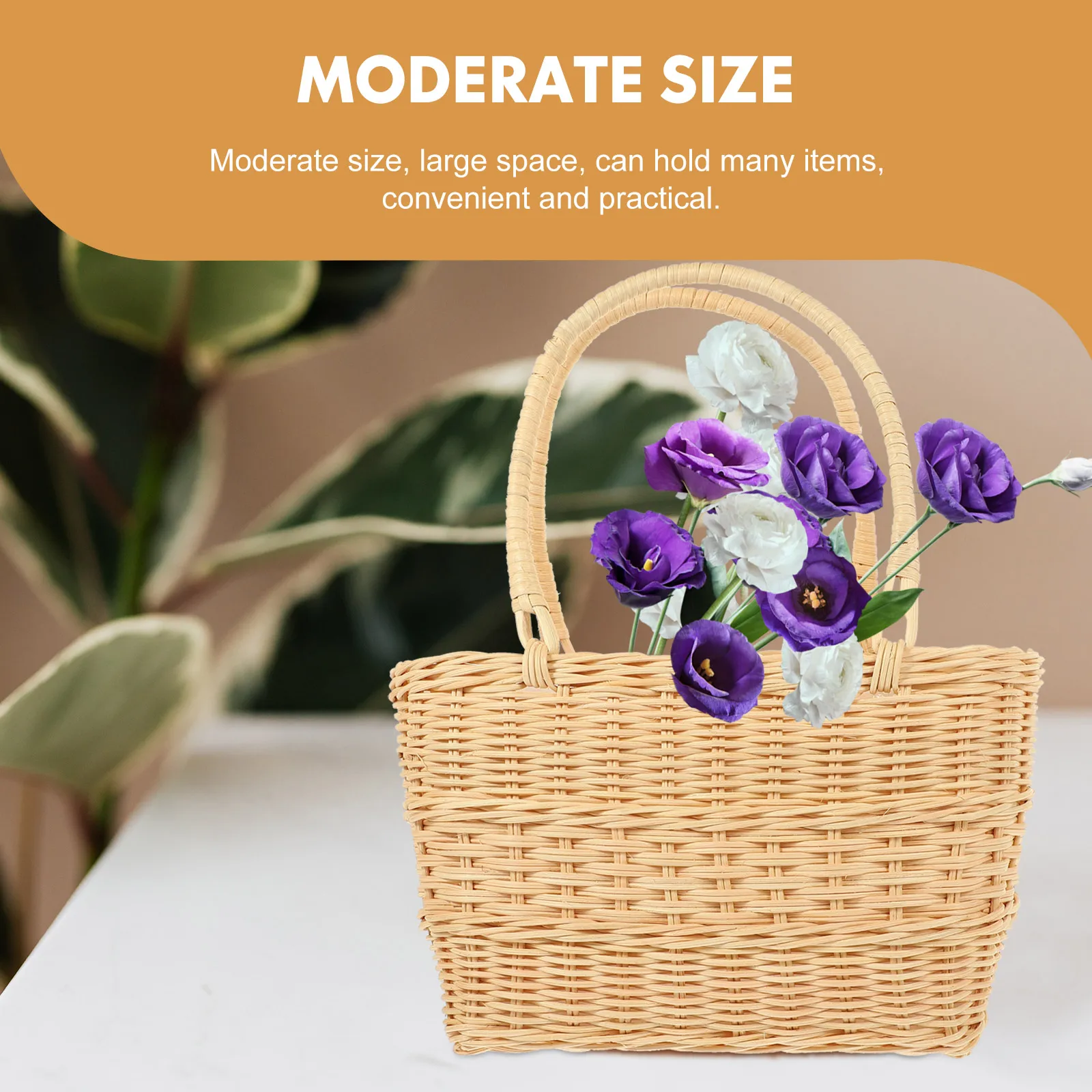 

Rattan Basket H Woven Flower Holder Decorative Storage Wedding Jute Wooden Craft Large Space Practical Durability Home Decor