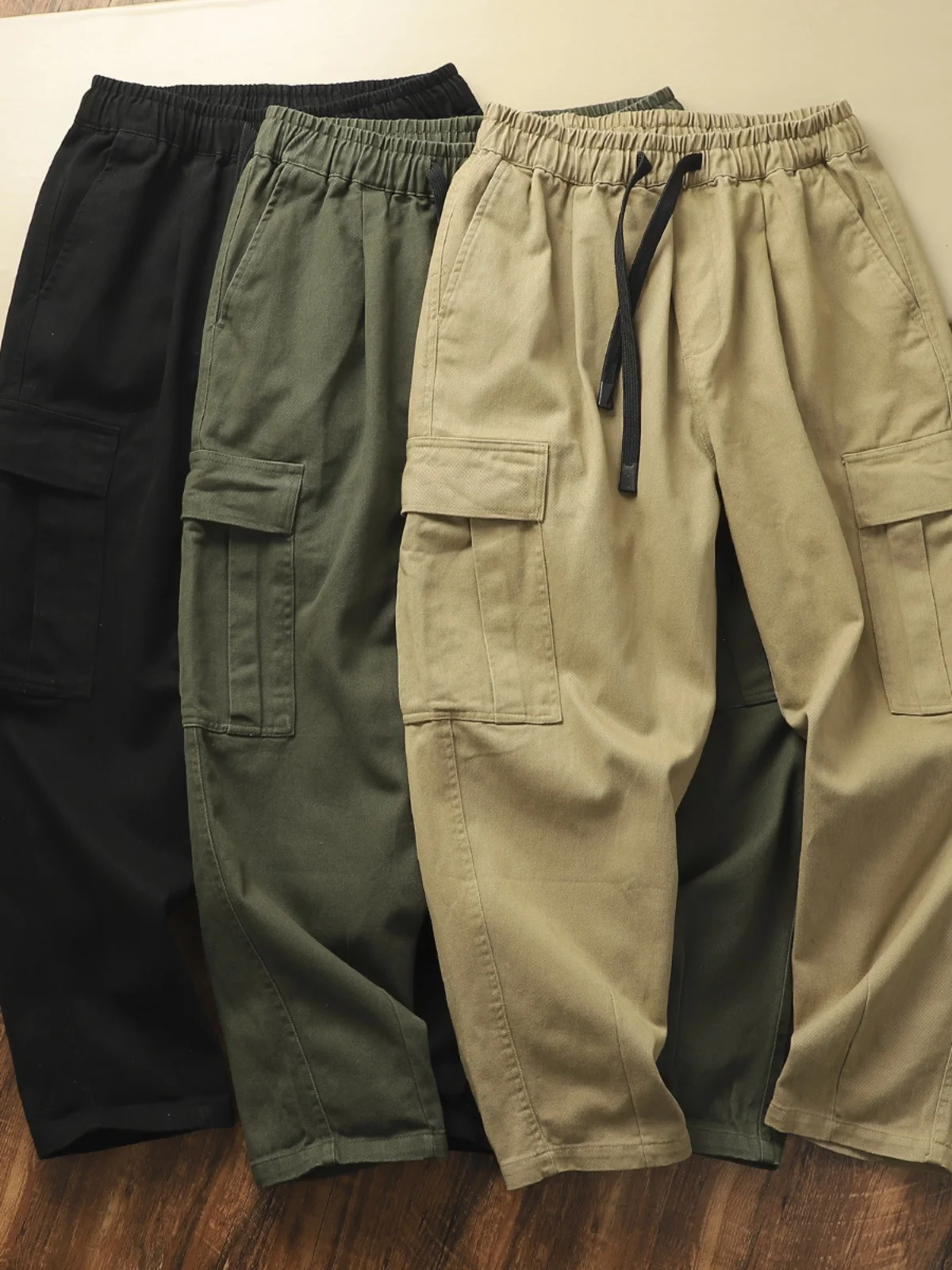 

Хлопковые рабочие брюки цвета хаки, свободный крой, повседневные американские брюки, весенне-осенние мужские прямые свободные удобные брюки для отдыха