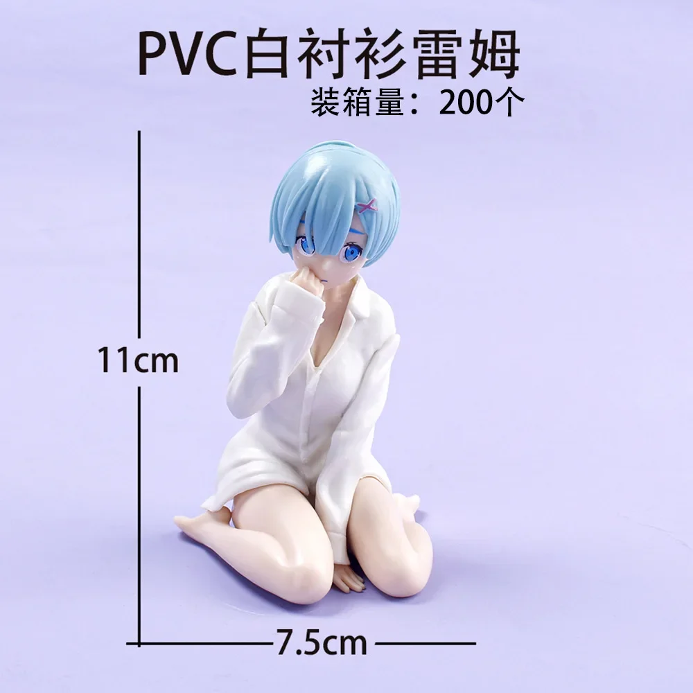 Camisa blanca Rem figura de Anime Re:Zero kara Hajimeru Isekai Seikatsu arrodillarse Y camisa Pose Rem modelo de PVC, juguetes de regalo muñeca, 11CM