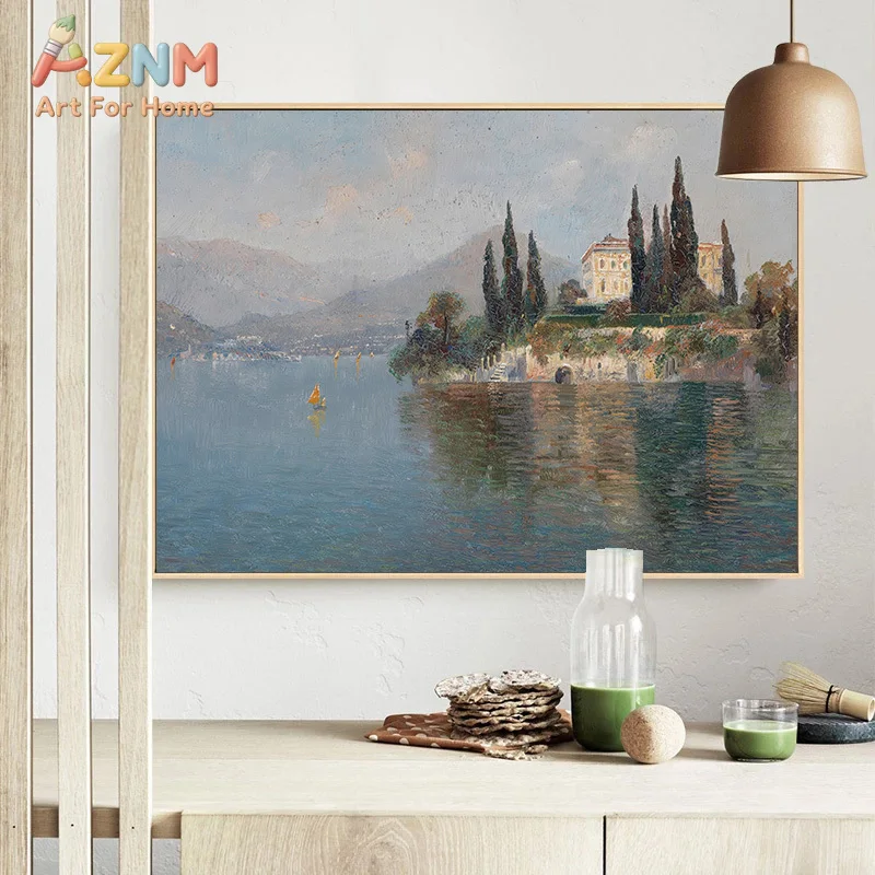 AZNM Vintage Ocean Sailboat Canvas Wall Art, Coastal Seascape Sea Ship Classic Oil Painting Print, Living Room Home Decor, Unfra
