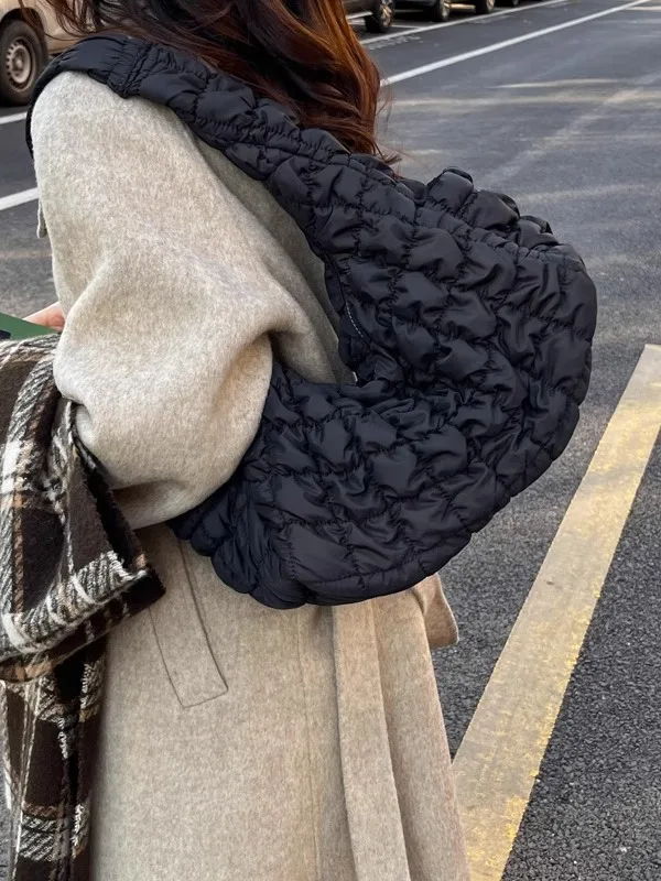 

Складная большая сумка, женская универсальная большая сумка на одно плечо, высококачественная хлопковая сумка с пузырьковым облаком