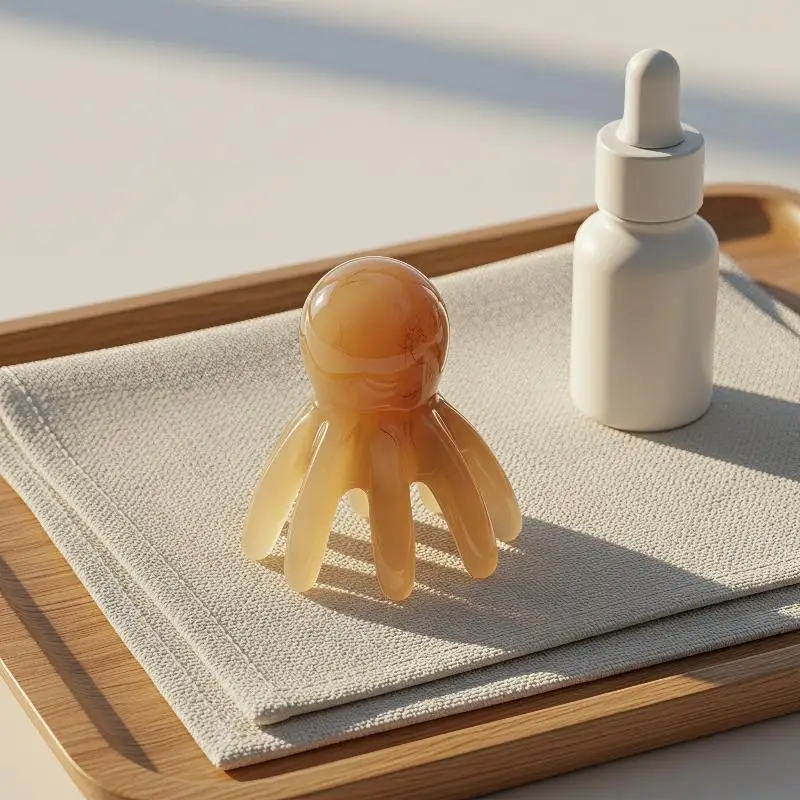 Resin Octopus Head Massage Comb 2Pcs Meridian Scraping Scalp Brush Suitable for Travel Home Use