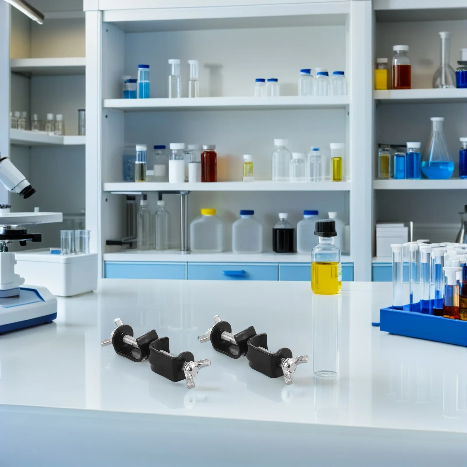 4Pcs Laboratory Adjustable Lab Cross Clamp Double-Threaded Iron Stand Clamp Holder for Chemistry Lab Glassware Experimental