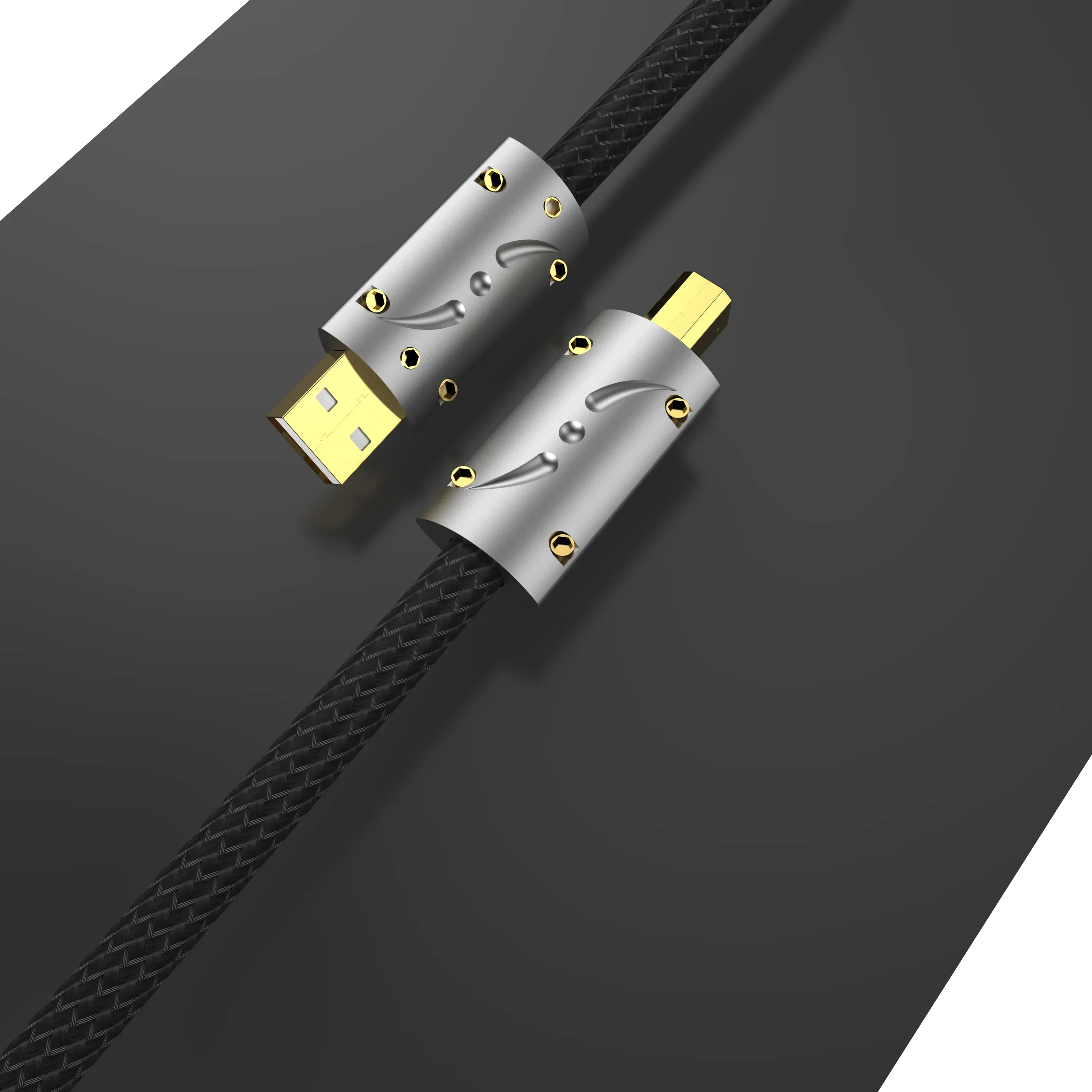 Viborg UC03 Audiophile Pure Silver USB A to B Cable Gold Plated USB2.0 HiFi Cable for DAC Decoder
