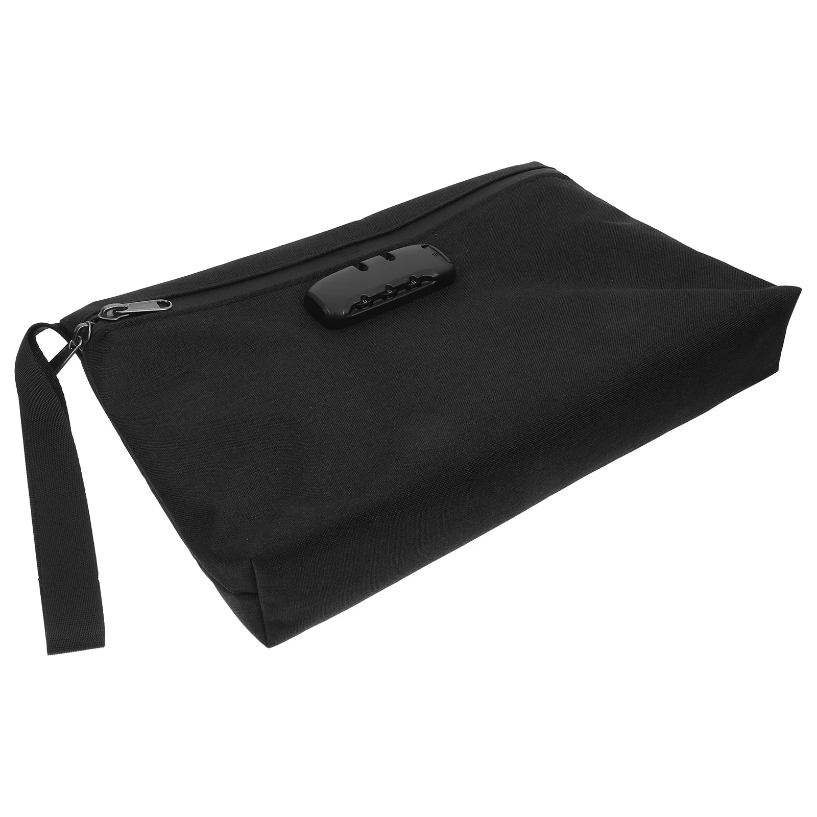 Locking Storage Bag Combination Lock Splashproof Secure Document Pouch For A4 Files Cash Phone Tablet Credit Cards Black