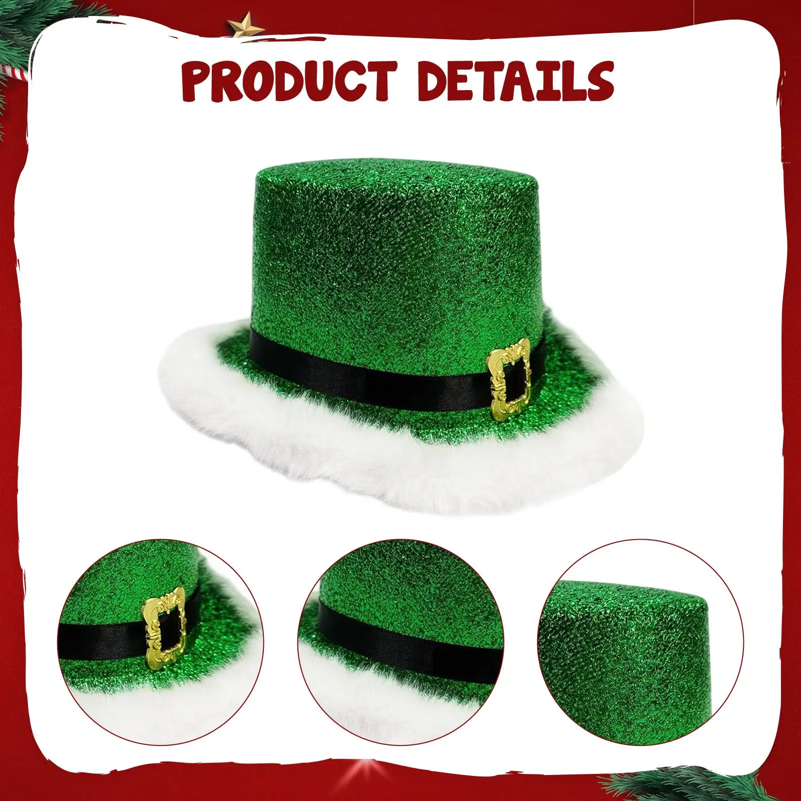 Cappello a cilindro natalizio con decorazione a fascia nera per uomo Donna Cappello da Babbo Natale Costume natalizio Copricapo Cappello natalizio per vestire le vacanze