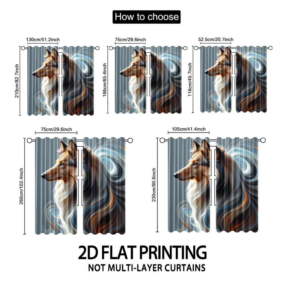 Modern Abstract Dog Portrait Curtain Panel Large Printed Curtains for Living Room Home Decor Wolf Art Window Dressing
