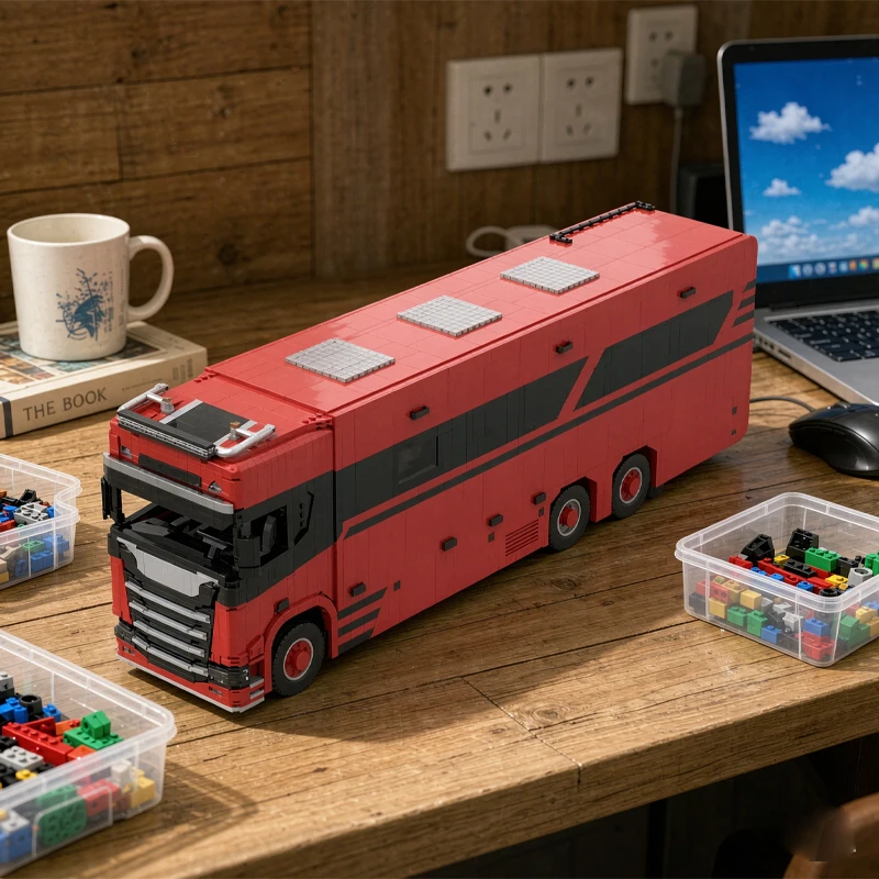 Transport Vehicle City Bus RV 6x6 Red Car MOC-250555 Building Block Toy 5574 Pieces Adult Birthday Gift DIY Christmas Gift