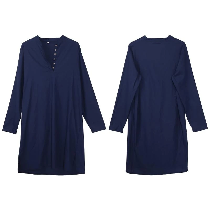 Đàn ông Hồi giáo Kurta áo phông tay dài tay đứng cổ áo kaftan áo rắn màu sắc chia rẽ áo choàng dài đầu gối Hồi giáo Hồi giáo Hồi