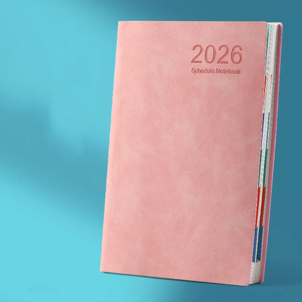 Portable A5 2026 Agenda Book Planner Reminder To Do List Schedule Book Textured PU Calendar Book Students
